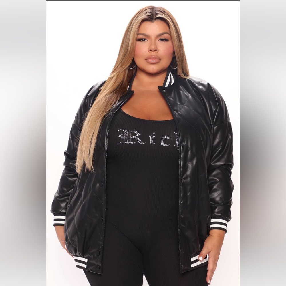 Plus Size Black Bomber Jacket